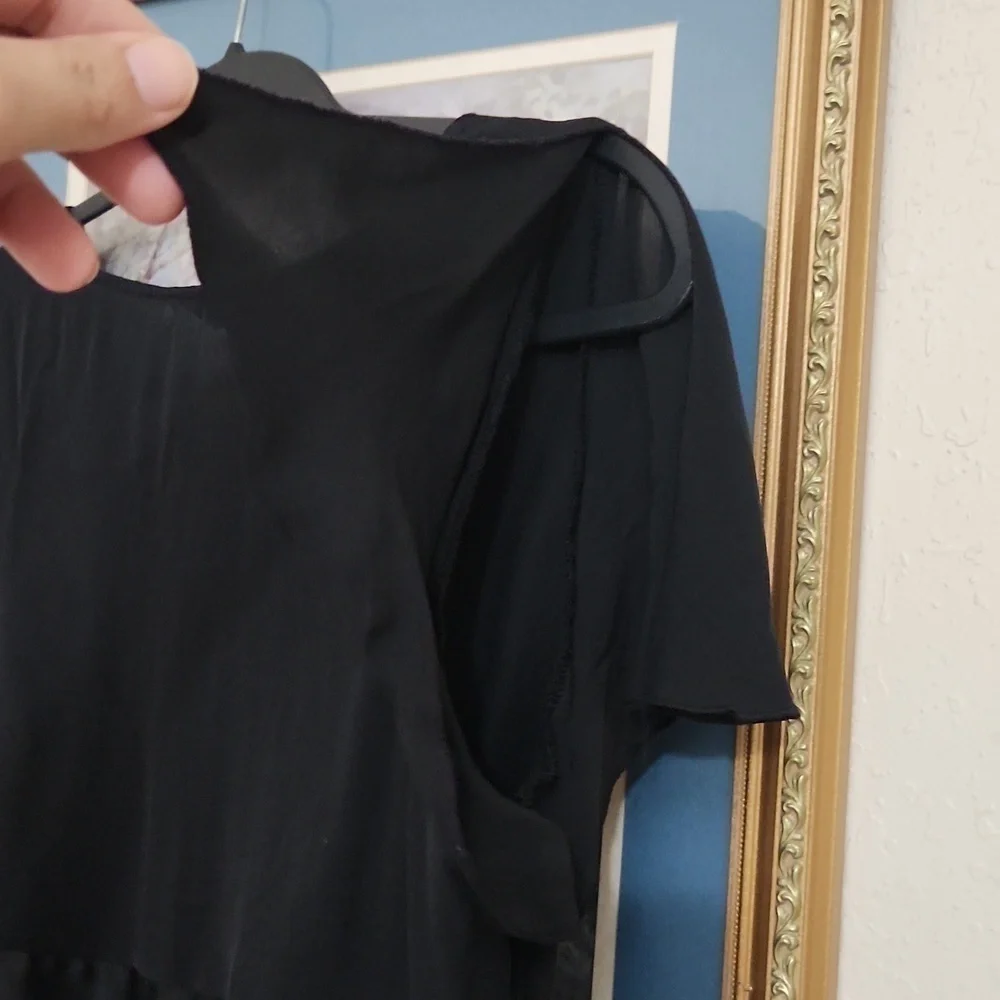 Sexy Y2K 100%Silk Black Waist Defined Size Medium Sexy Flirty Feminine Whimsical - Picture 10 of 12